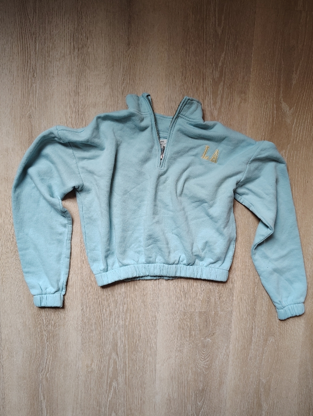 Light Aqua Quarter Zip with Silver Zipper